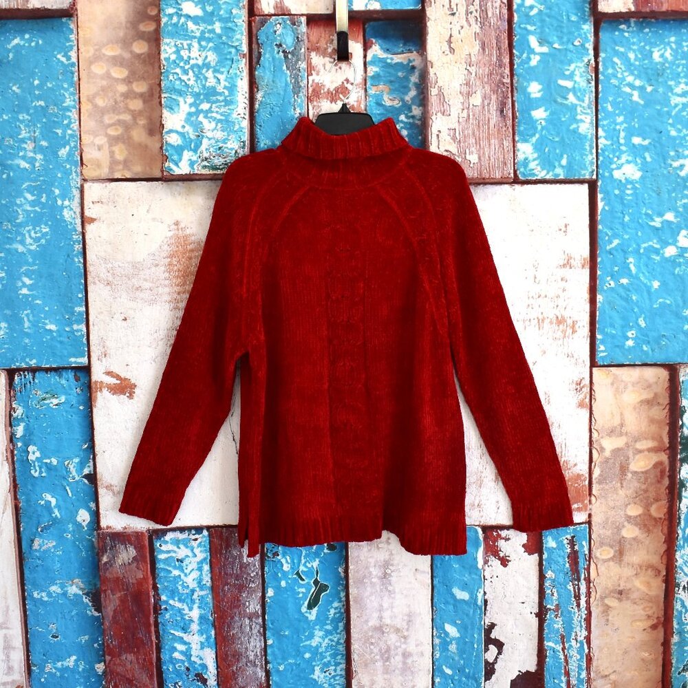 Women's Carolyn Taylor Turtleneck Sweater Long Sleeve Acrylic XLARGE Red